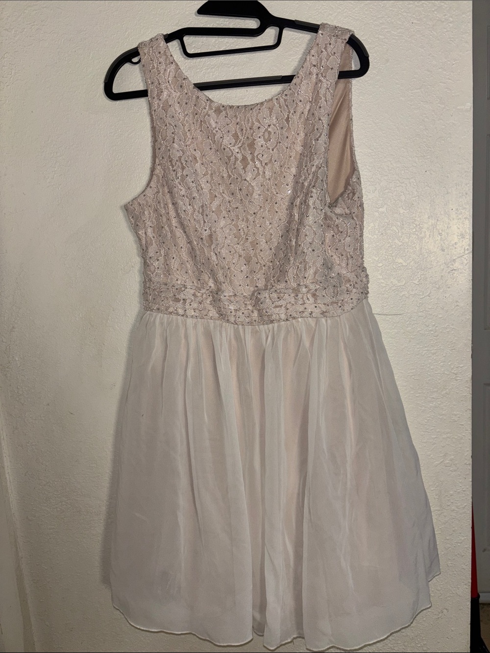 Speechless Lace Bodice Chiffon Dress in Light Blush
